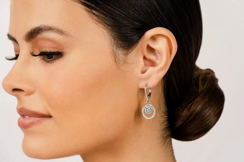 Diamond Circle Pendant Shephard Hook Earrings Lab-Grown Diamond  with 1.50 ct.(finished) 1.3mm, 4mm - Image 4