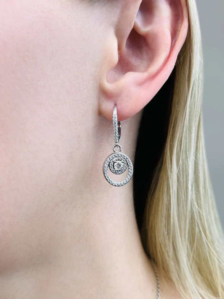 Diamond Circle Pendant Shephard Hook Earrings Lab-Grown Diamond  with 1.95 ct.(finished) 1.3mm, 4.5mm - Image 3