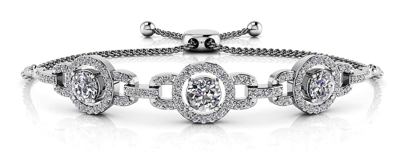 Diamond Circles Adjustable Lab-Grown Diamond Bracelet with 2.20 ct.(finished) 1.1mm, 5mm