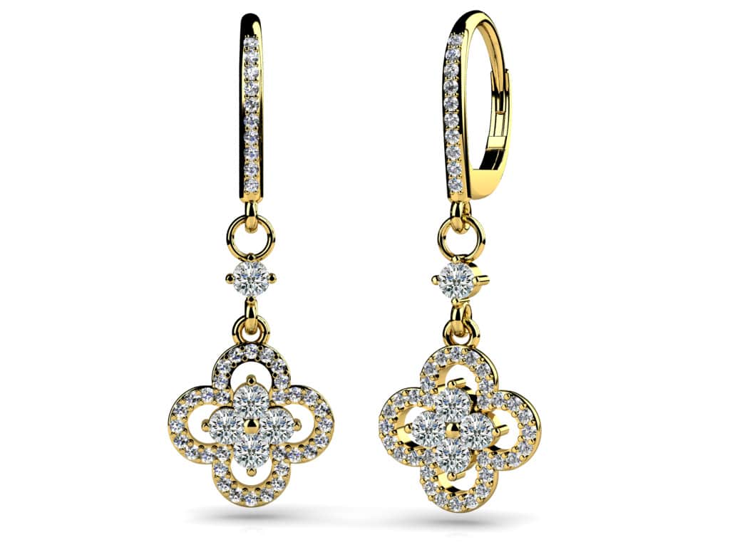 Diamond Clover Drop Lab-Grown Diamond Earrings with 1.29 ct.(finished) 1.1mm, 2.6mm - Image 2