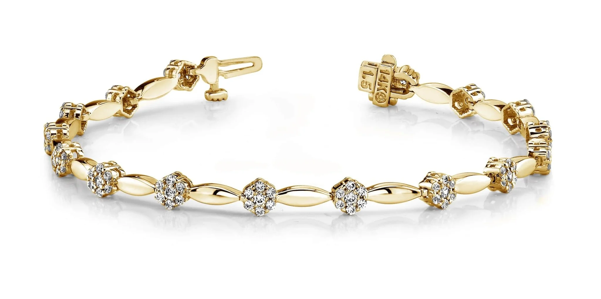 Diamond Cluster Link Bracelet In Diamond with 1.50 ct.(finished) 1.3mm, 1.7mm - Image 5