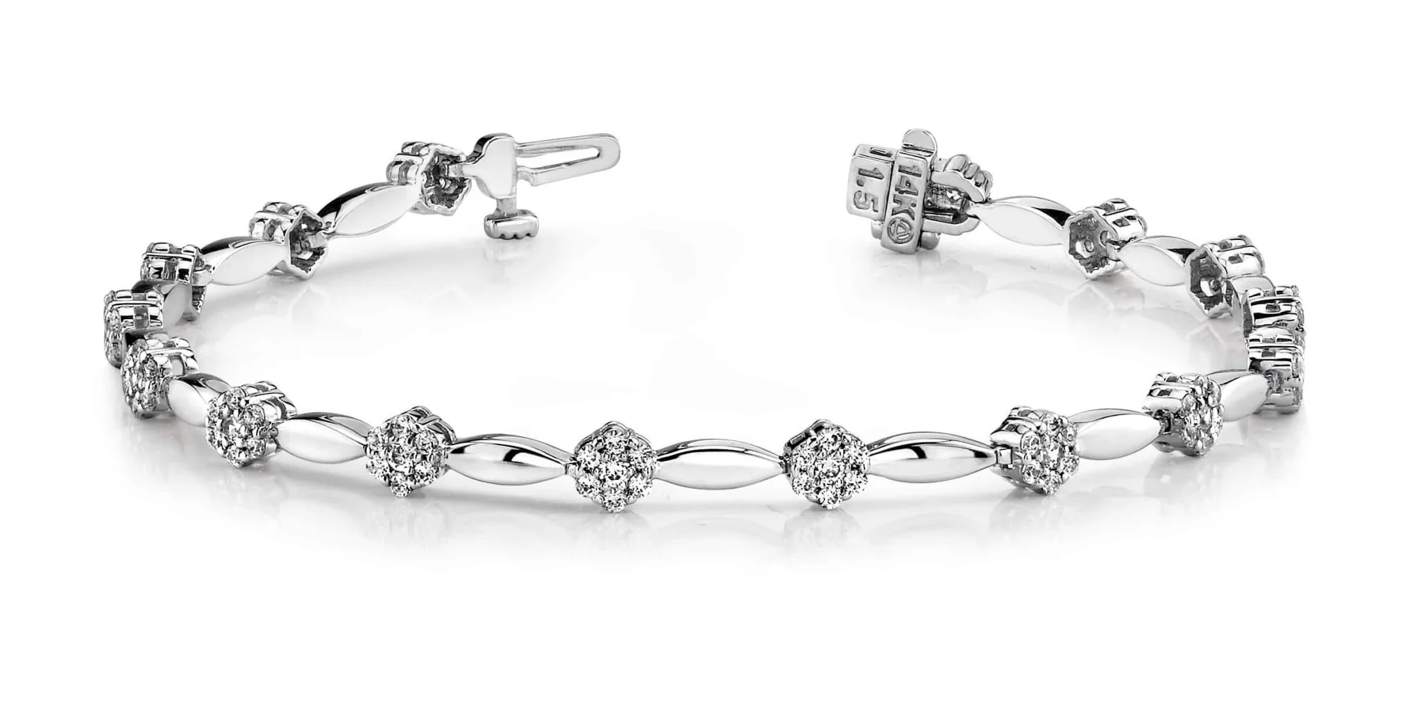 Diamond Cluster Link Bracelet In Lab-Grown Diamond  with 2.10 ct.(finished) 1.6mm, 1.9mm - Image 4