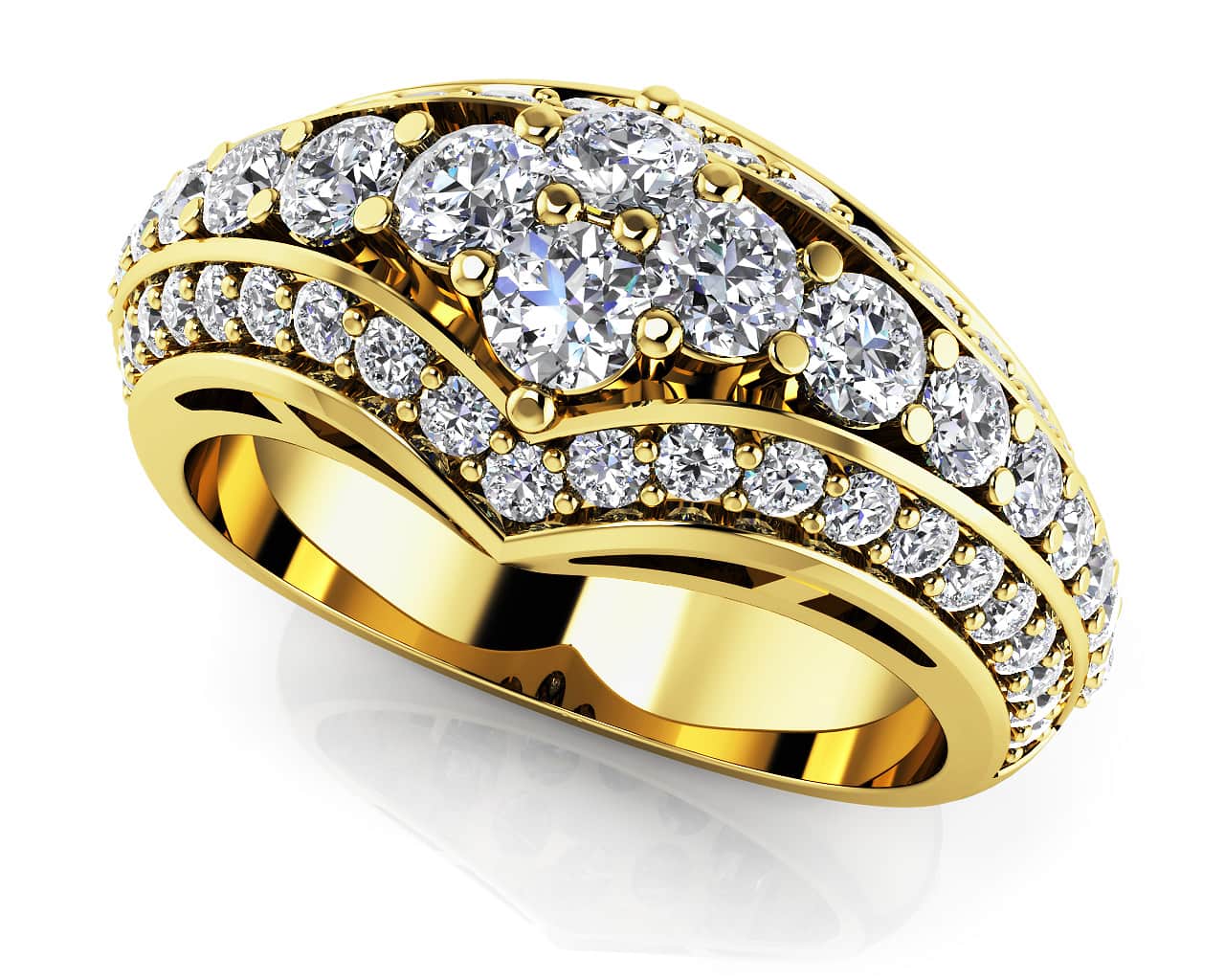 Diamond Cluster Three Row Anniversary Diamond Ring with 1.10 ct.(finished) - Image 2