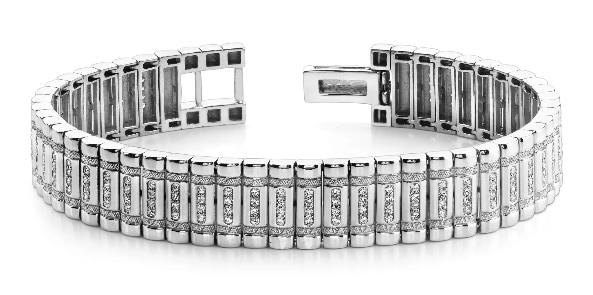 Diamond Column Mens Diamond Bracelet with 2.58 ct.(finished) 1.25mm