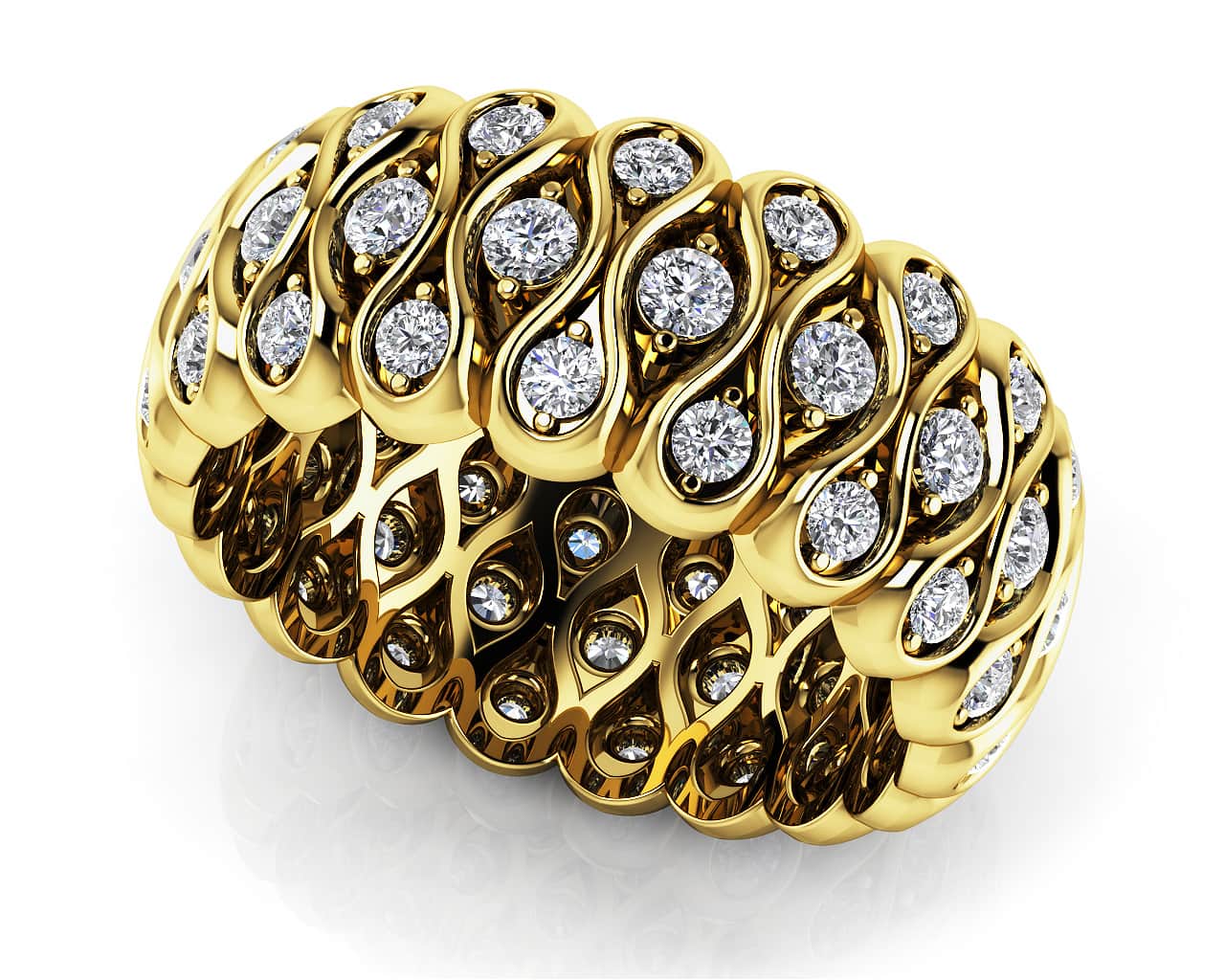 Diamond Cradle Diamond Eternity Ring  with 1.05 ct.(finished) 1.5mm, 1.8mm - Image 2