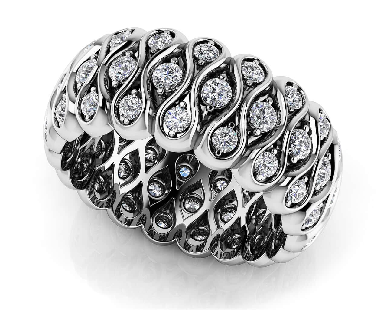 Diamond Cradle Lab-Grown Diamond Eternity Ring with 1.05 ct.(finished) 1.5mm, 1.8mm