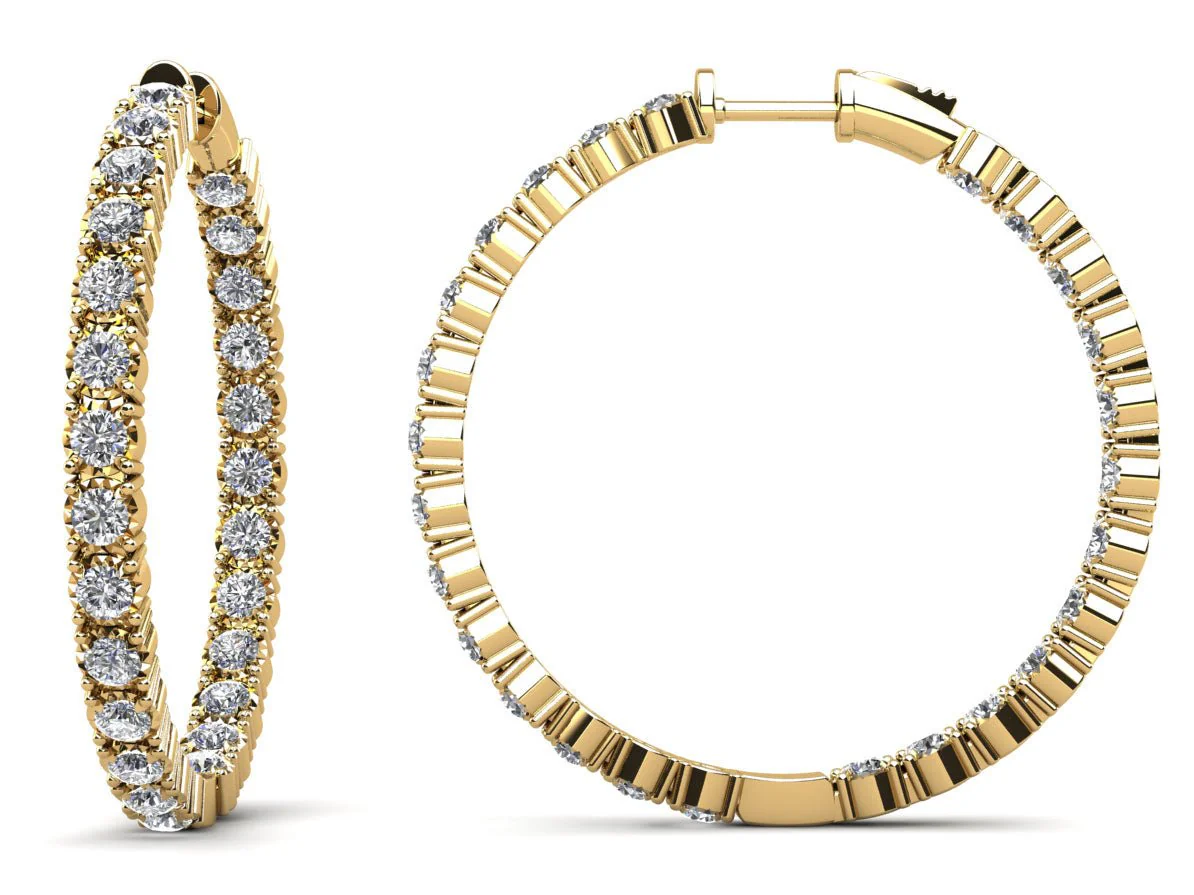 Diamond Crown Hoop Earrings Large Lab-Grown Diamond  with 4.16 ct.(finished) 2.75mm - Image 2