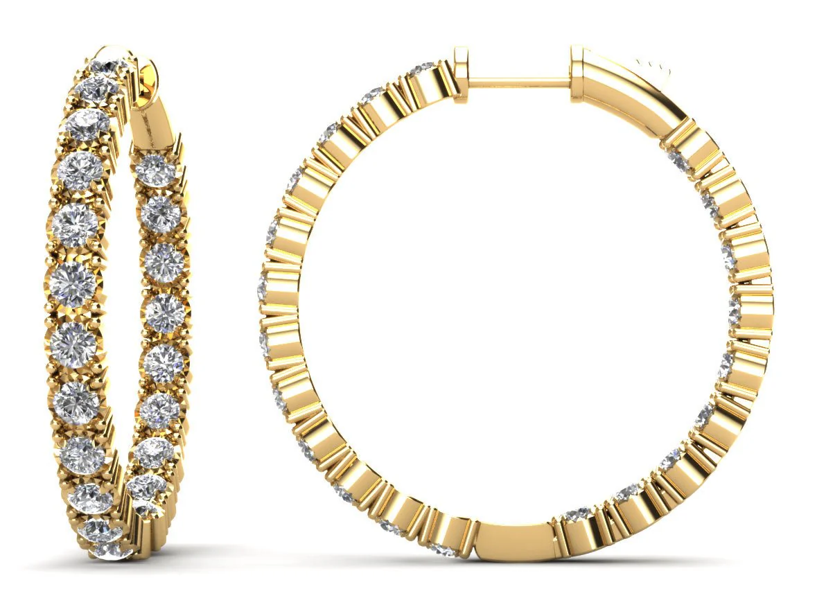 Diamond Crown Hoop Earrings Medium Diamond  with 3.36 ct.(finished) 2.75mm - Image 2