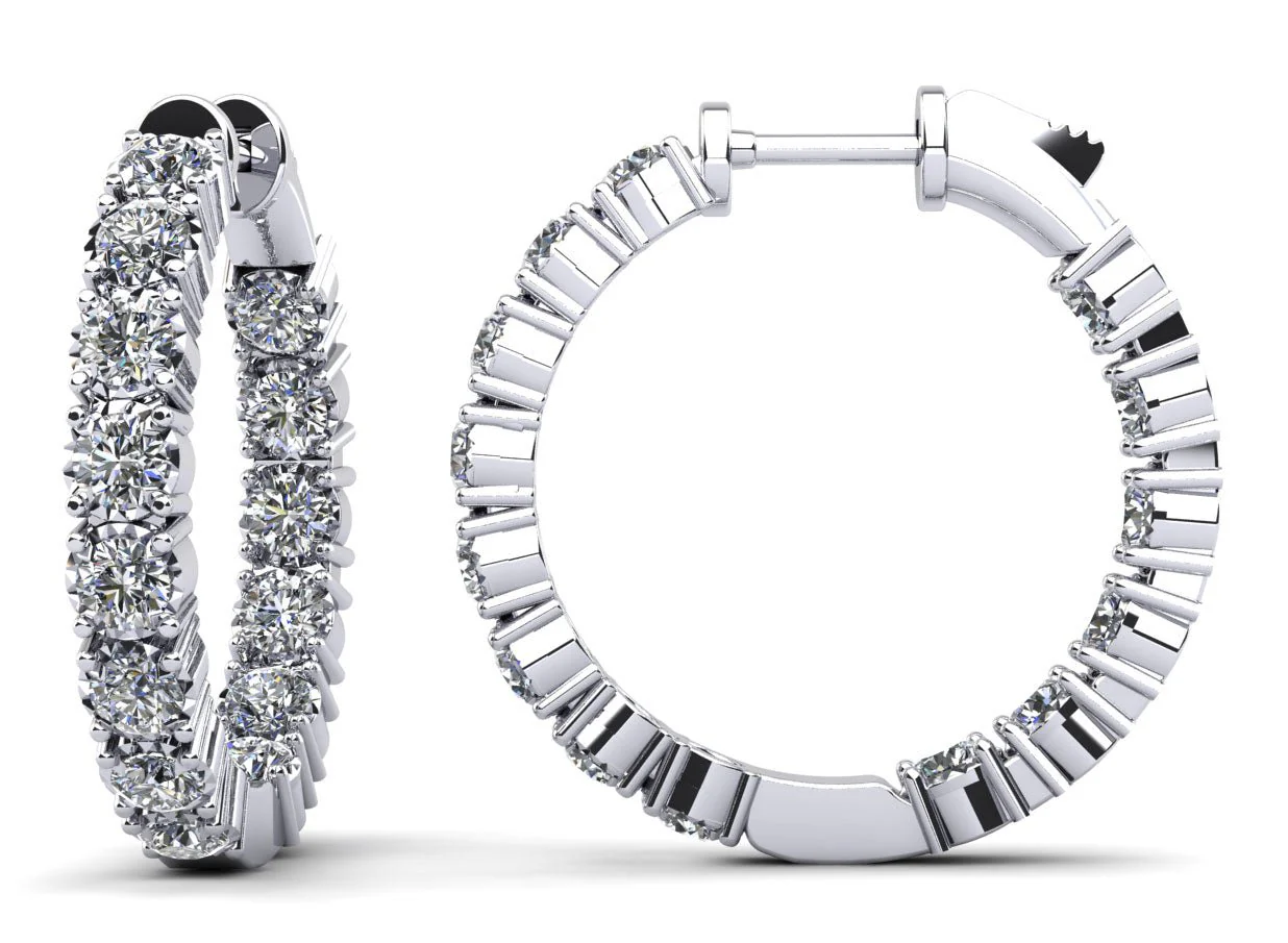 Diamond Crown Hoop Earrings Small Diamond with 0.92 ct.(finished) 1.75mm