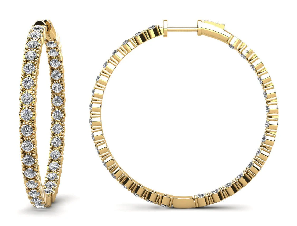 Diamond Crown Hoop Earrings X Large Lab-Grown Diamond  with 1.89 ct.(finished) 1.75mm - Image 2