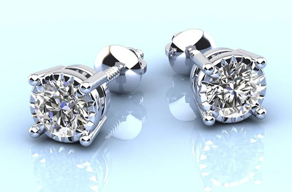 Diamond Crown Stud Diamond Earrings with 0.82 ct.(finished) 4.75mm - Image 4