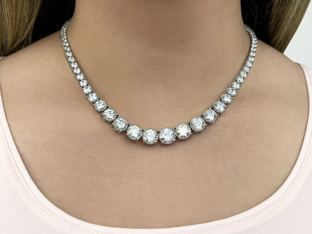 Diamond Crown Tennis Diamond Necklace with 14.08 ct.(finished) - Image 3