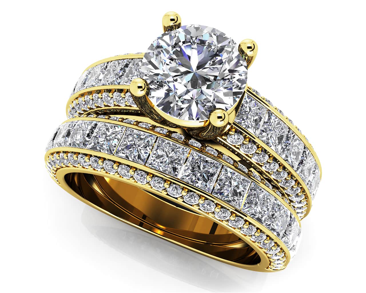 Diamond Deluxe Matching Wedding Set Lab-Grown Diamond  with 3.35 ct. (0.75 ct. center diamond) - Image 2