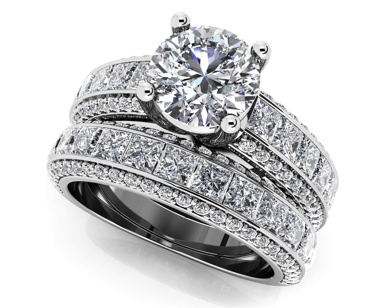 Diamond Deluxe Matching Wedding Set Lab-Grown Diamond with 4.60 ct. (2.00 ct. center diamond)