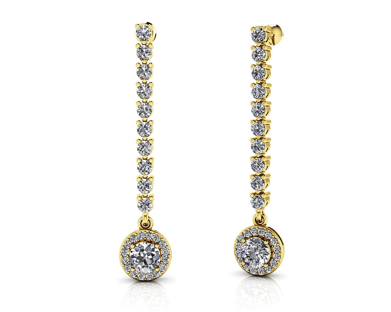 Diamond Dreams Drop Diamond Earrings with 2.52 ct.(finished) 1.1mm, 2.3mm, 5.5mm - Image 2