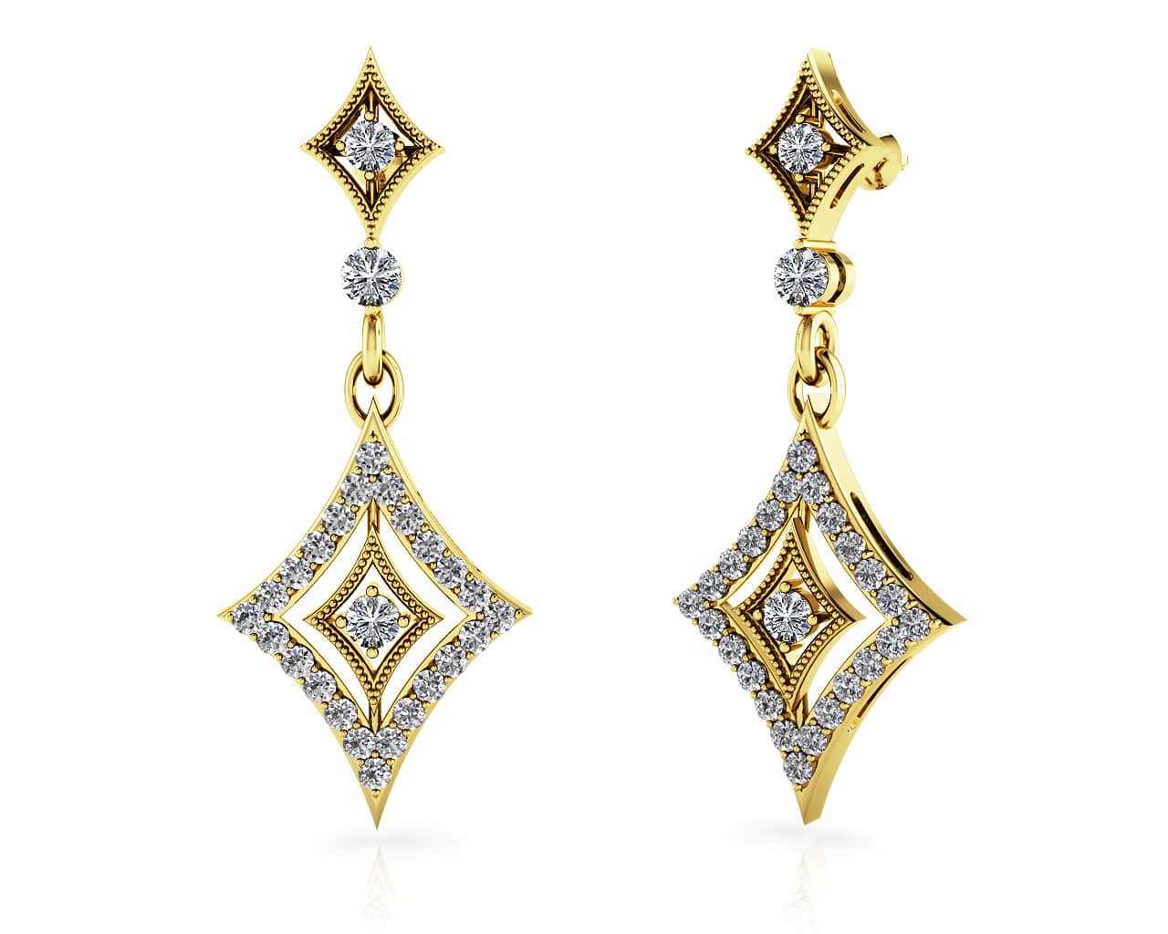 Diamond Drop Diamond Earrings with 0.59 ct.(finished) 1.2mm, 1.7mm, 2.5mm - Image 2