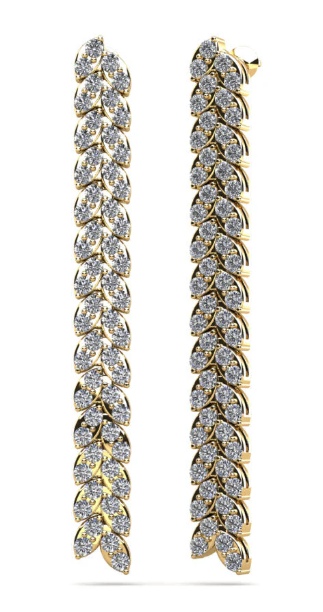 Diamond Drop Leaf Diamond Earrings with 5.88 ct.(finished) 3mm - Image 2