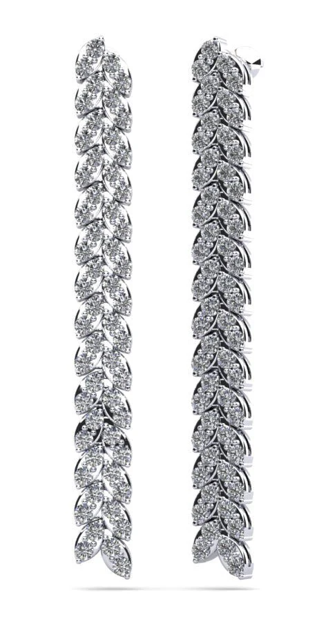Diamond Drop Leaf Earrings Lab-Grown Diamond with 2.11 ct.(finished) 2mm