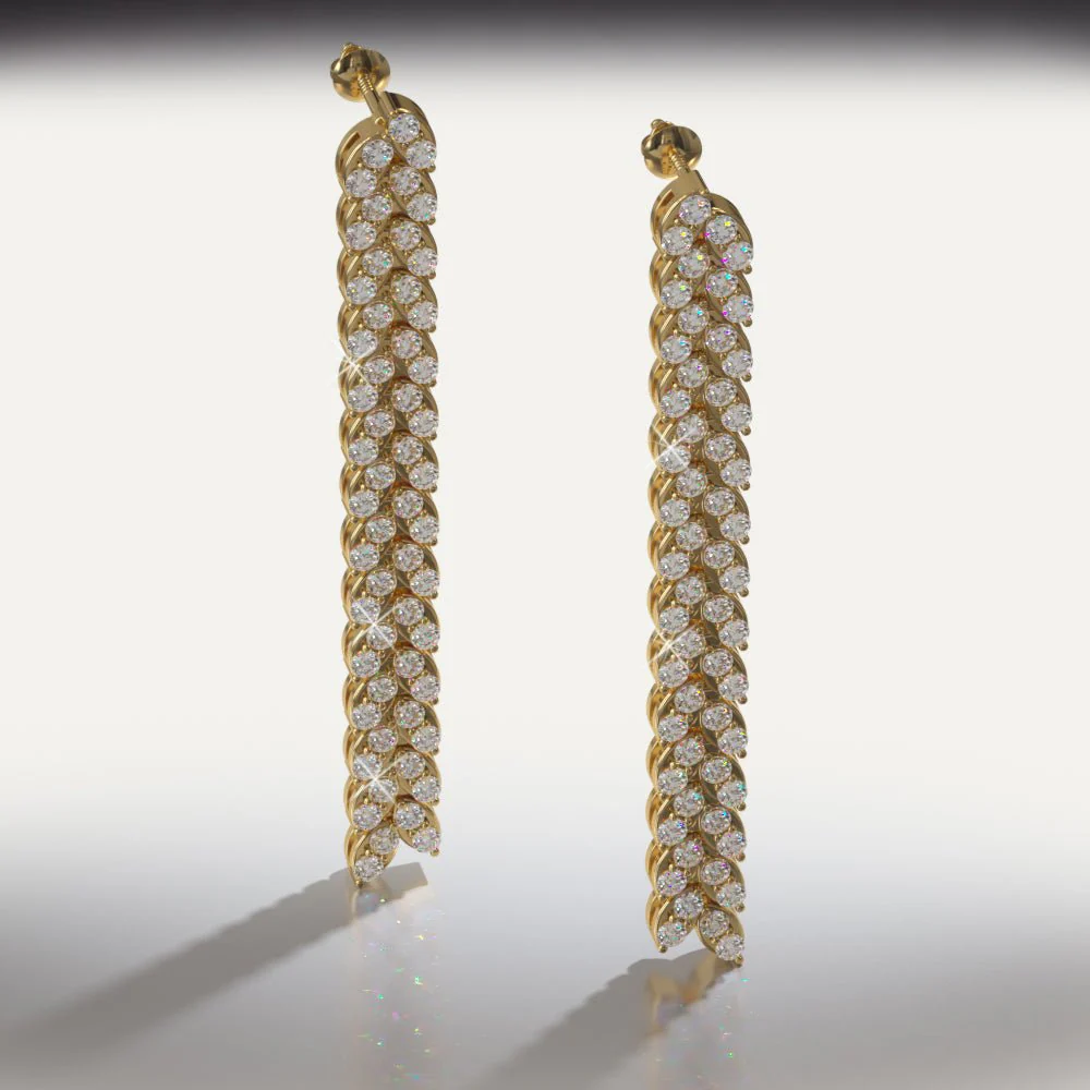 Diamond Drop Leaf Earrings Lab-Grown Diamond with 2.11 ct.(finished) 2mm - Image 4