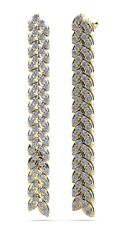Diamond Drop Leaf Earrings Lab-Grown Diamond  with 3.36 ct.(finished) 2.5mm - Image 2