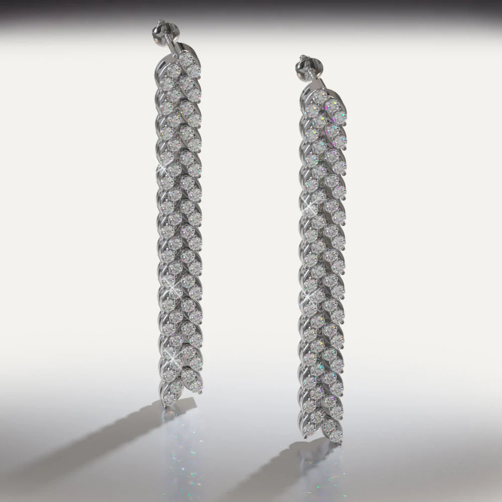 Diamond Drop Leaf Earrings Lab-Grown Diamond  with 3.36 ct.(finished) 2.5mm - Image 3