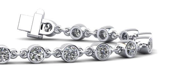 Diamond Drops Chain Link Bezel Diamond Bracelet with 1.56 ct.(finished) 2.5mm