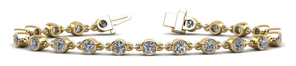 Diamond Drops Chain Link Bezel Diamond Bracelet with 1.56 ct.(finished) 2.5mm - Image 6