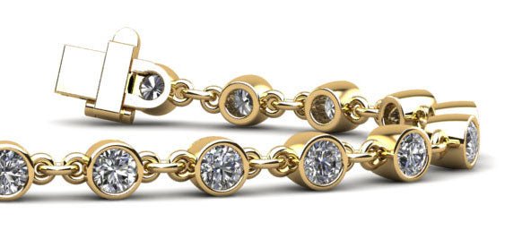 Diamond Drops Chain Link Bezel Diamond Bracelet with 3.36 ct.(finished) 3.5mm - Image 2
