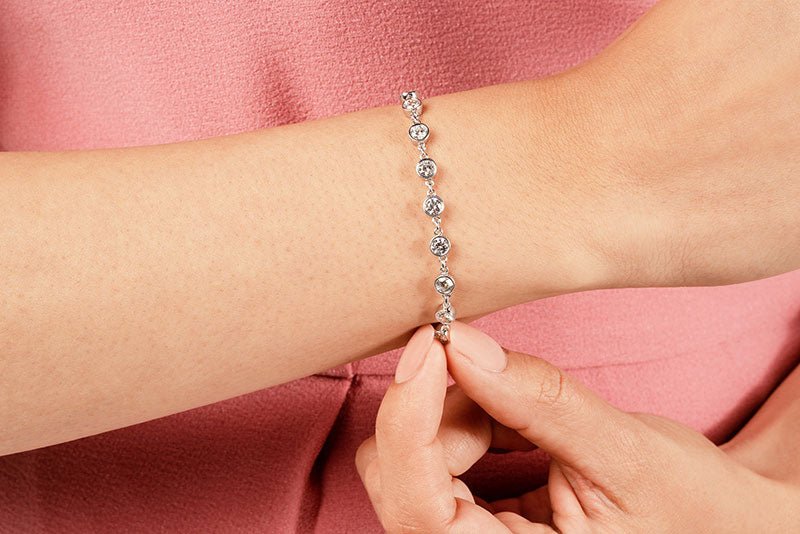 Diamond Drops Chain Link Bezel Diamond Bracelet with 3.36 ct.(finished) 3.5mm - Image 4