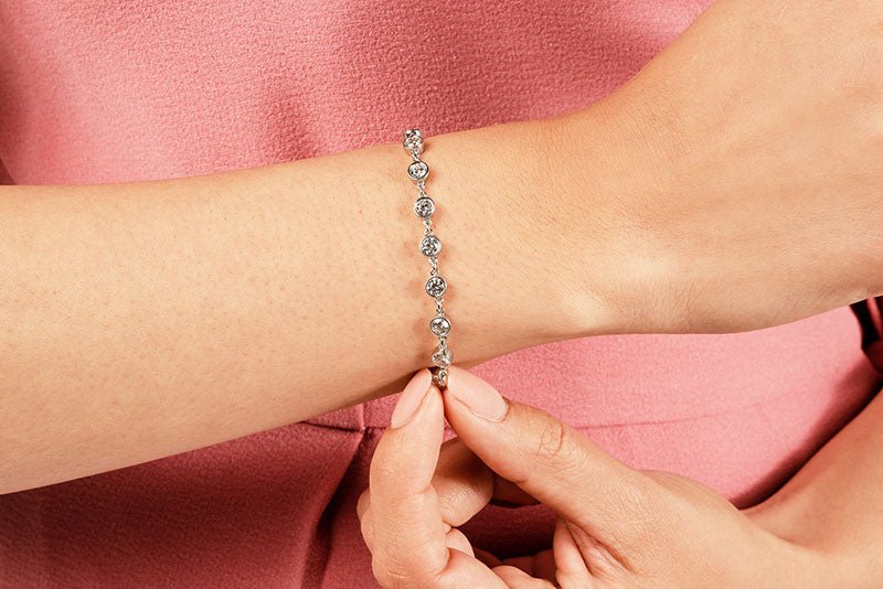 Diamond Drops Chain Link Bezel Lab-Grown Diamond Bracelet with 3.36 ct.(finished) 3.5mm - Image 3
