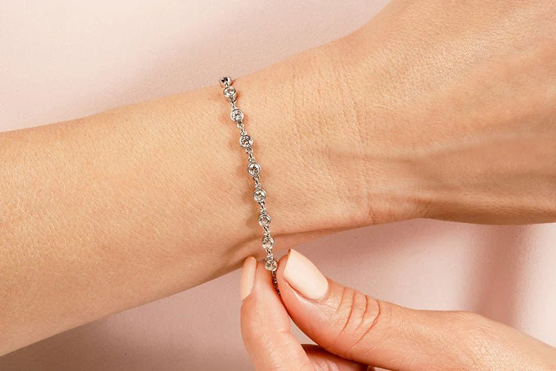 Diamond Drops Single Link Bezel Bracelet Diamond with 3.15 ct.(finished) 3mm - Image 4