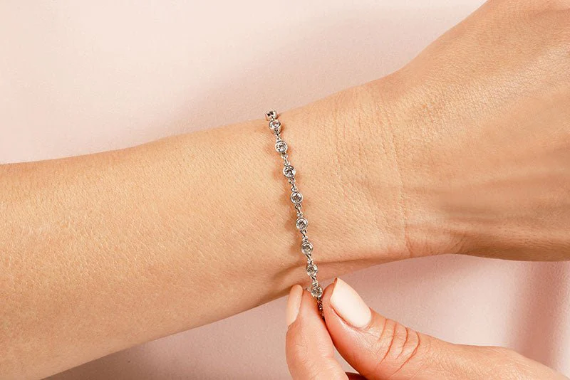 Diamond Drops Single Link Bezel Bracelet Diamond with 6.00 ct.(finished) 4mm - Image 3