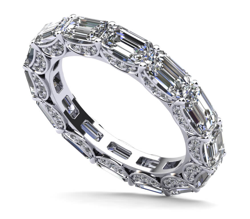 Diamond Eternity Ring With Sash Setting Lab-Grown Diamond with 6.02 ct.(finished) 5x3mm, 1mm