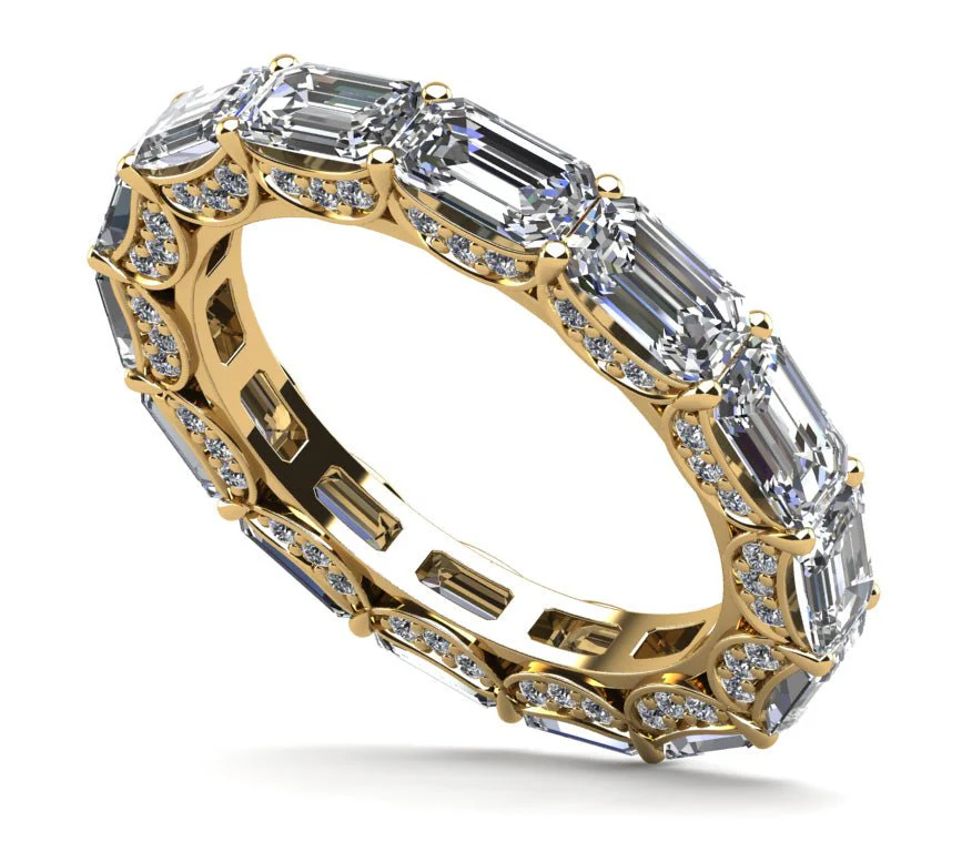 Diamond Eternity Ring With Sash Setting Lab-Grown Diamond with 8.76 ct.(finished) 6x4mm, 1mm - Image 2