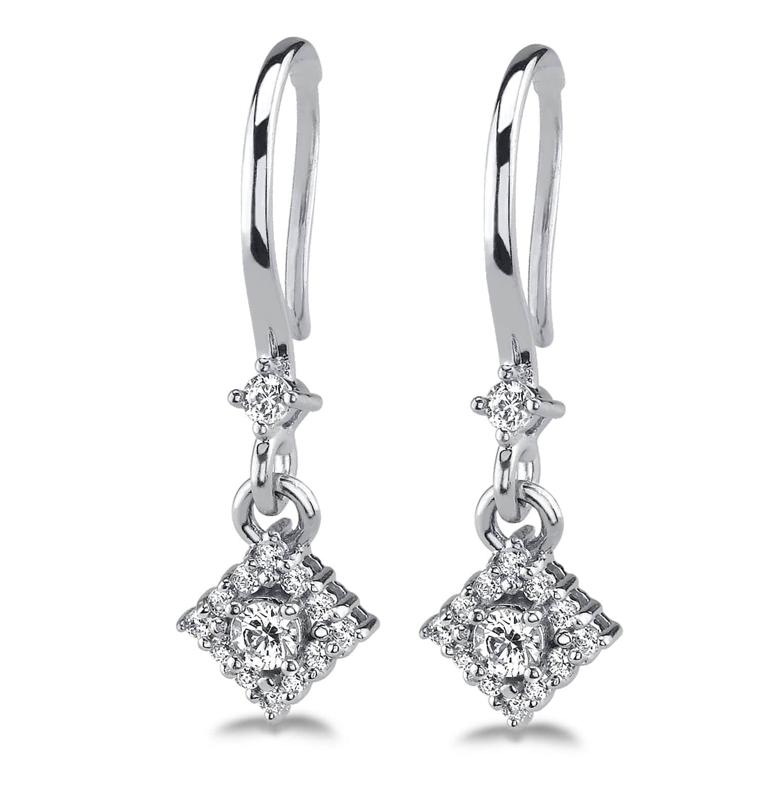 Diamond Filled Diamond Drop Lab-Grown Diamond Earrings with 0.41 ct.(finished) 1.2mm, 2mm, 2.7mm