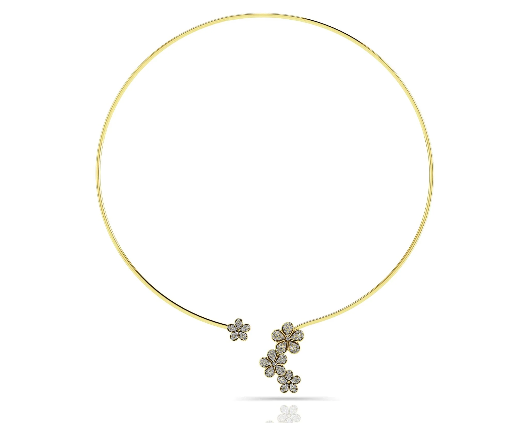 Diamond Flower Choker Lab-Grown Diamond  with 0.76 ct.(finished) 1mm, 1.3mm - Image 4