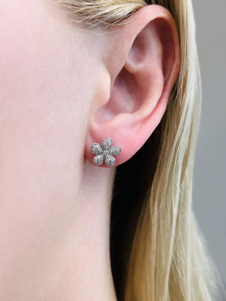 Diamond Flower Stud Diamond Earrings with 0.44 ct.(finished) 1mm, 1.1mm, 1.2mm - Image 3
