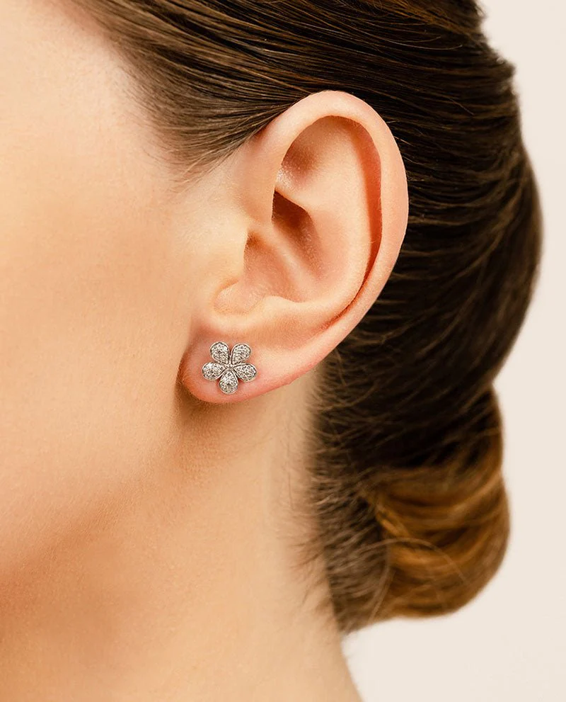Diamond Flower Stud Diamond Earrings with 0.44 ct.(finished) 1mm, 1.1mm, 1.2mm - Image 4