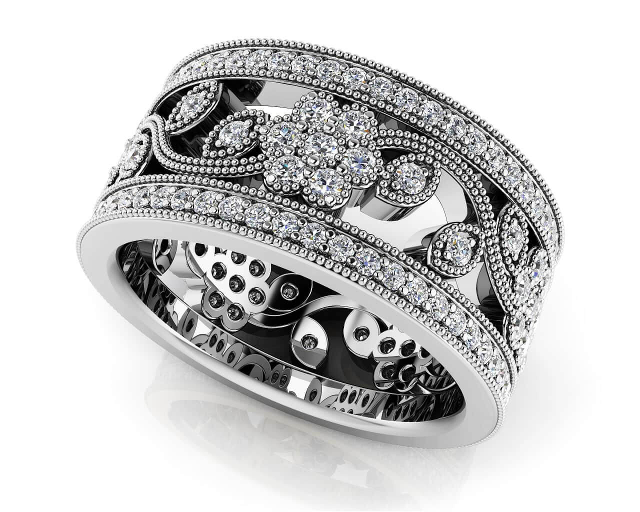 Diamond Flowers Eternity Band Lab-Grown Diamond with 1.02 ct.(finished) 1mm, 1.1mm, 1.3mm