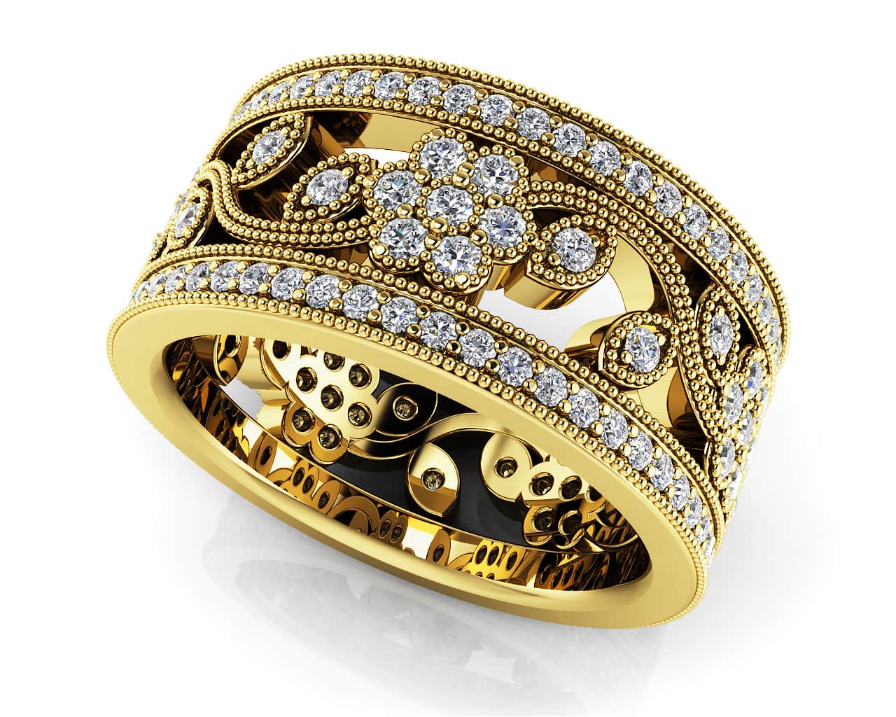 Diamond Flowers Eternity Band Lab-Grown Diamond with 1.02 ct.(finished) 1mm, 1.1mm, 1.3mm - Image 2