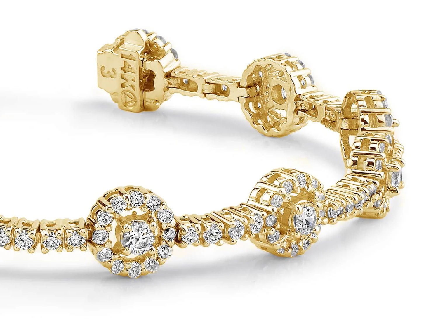 Diamond Halo Link Bracelet Lab-Grown Diamond with 4.02 ct.(finished) 1.4mm, 1.7mm, 3mm - Image 2