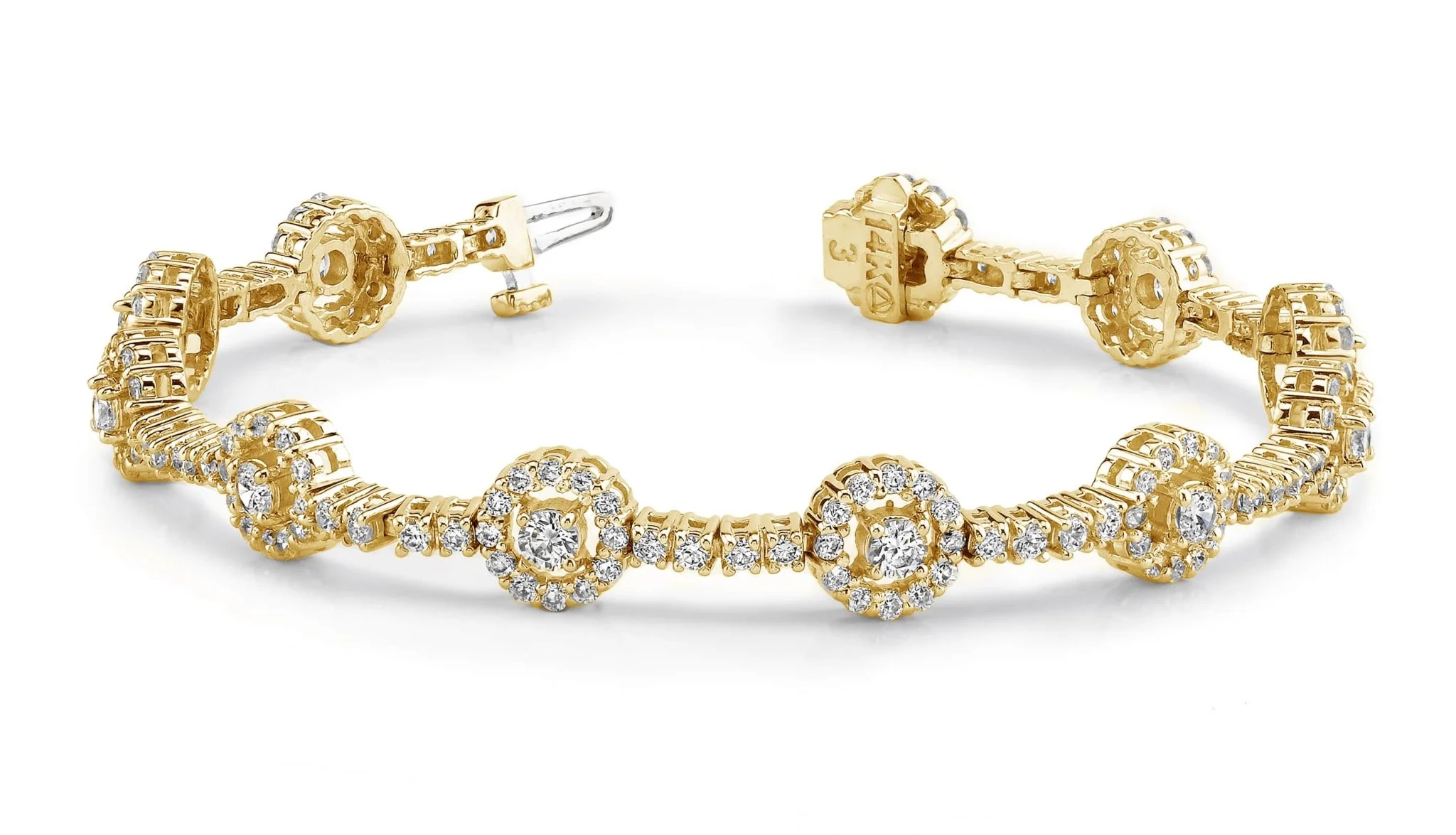 Diamond Halo Link Bracelet Lab-Grown Diamond with 4.02 ct.(finished) 1.4mm, 1.7mm, 3mm - Image 4