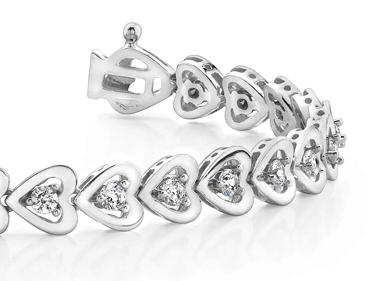 Diamond Heart Link Diamond Bracelet with 0.96 ct.(finished) 2.3mm