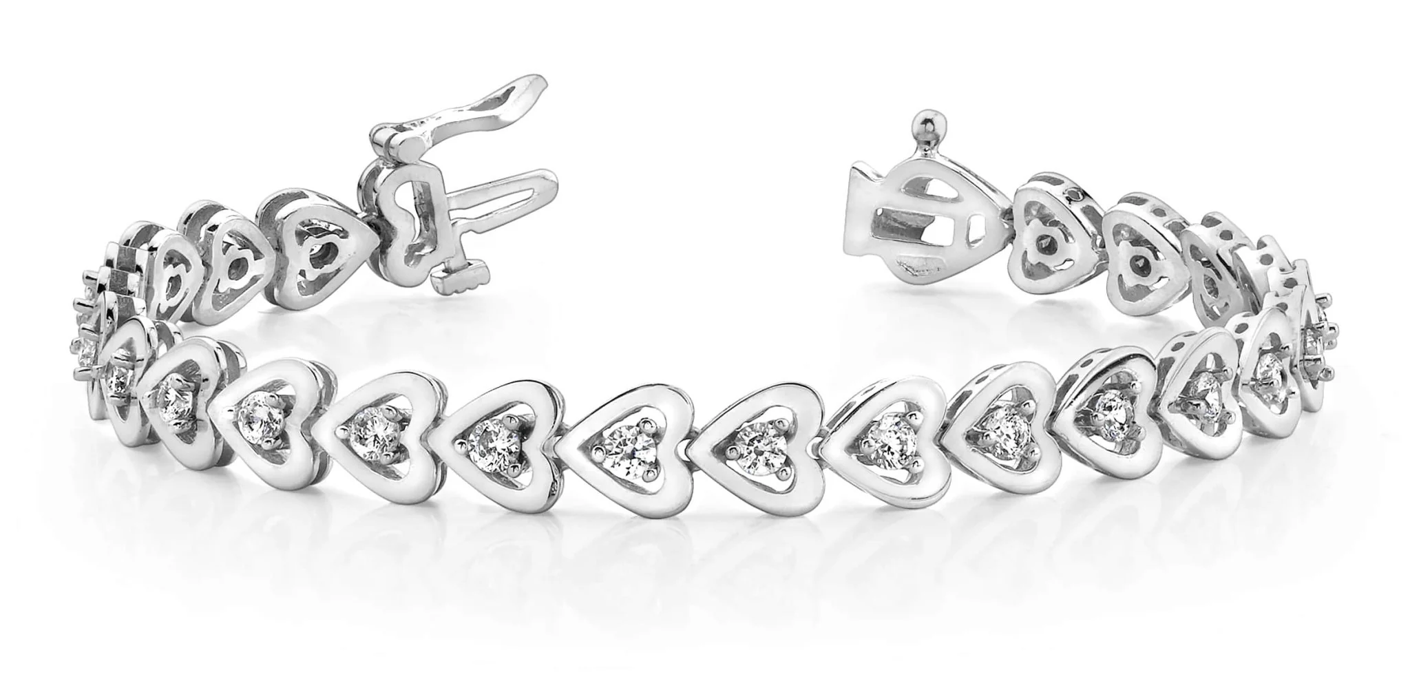 Diamond Heart Link Diamond Bracelet with 1.44 ct.(finished) 2.7mm - Image 4
