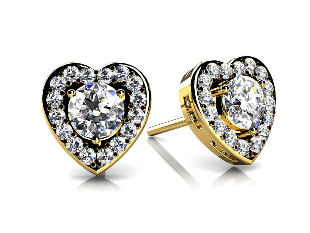 Diamond Heart Diamond Studs with 0.54 ct. (2X0.16 ct. center diamonds) - Image 2