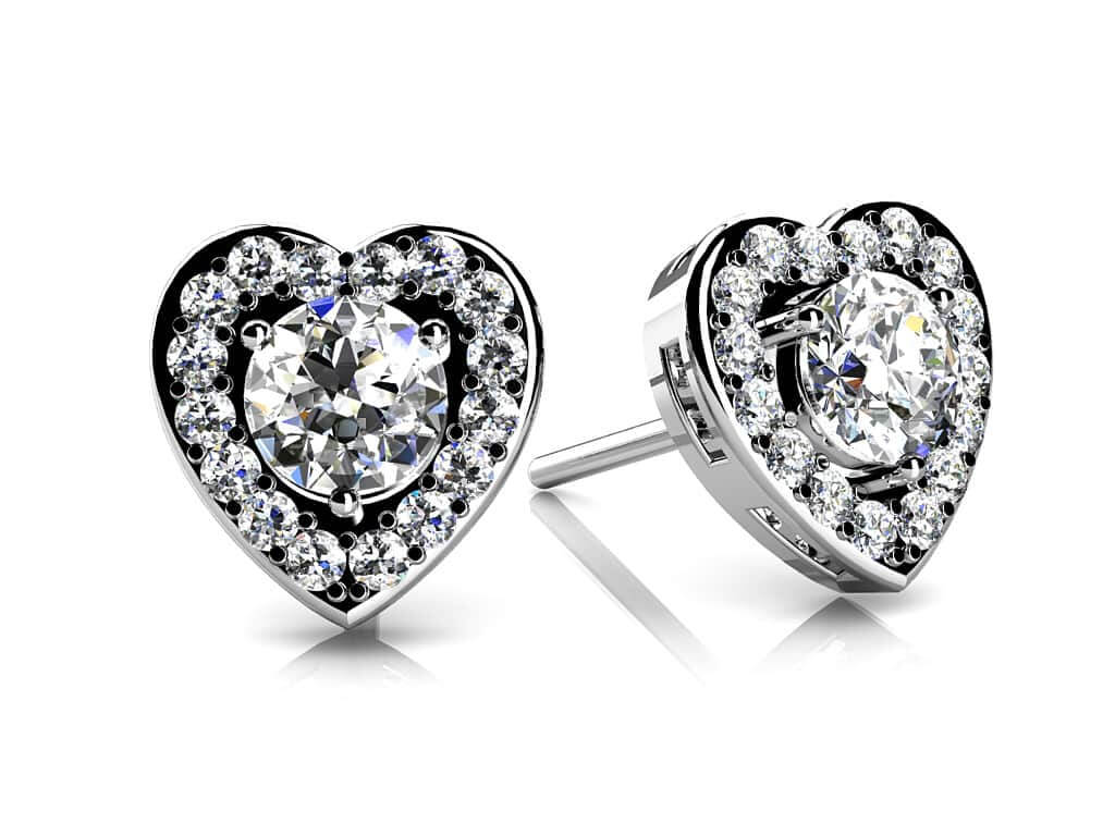 Diamond Heart Diamond Studs with 0.68 ct. (2X0.21 ct. center diamonds)