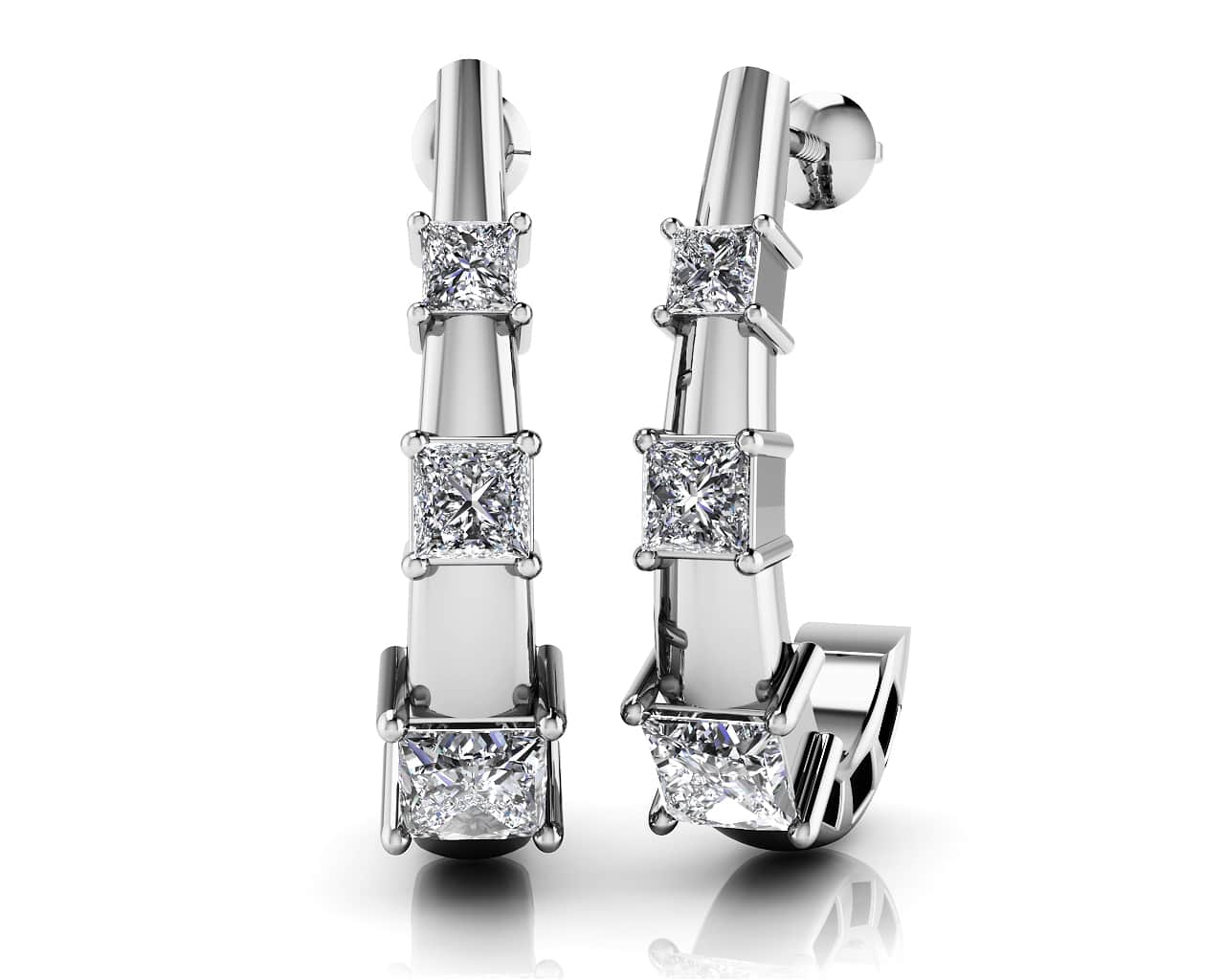 Diamond Horn Earrings Diamond with 0.74 ct.(finished) 2.25mm, 2.7mm, 3mm