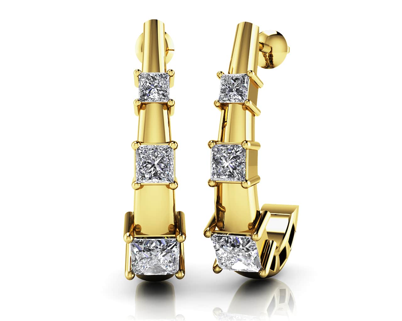 Diamond Horn Lab-Grown Diamond Earrings with 0.52 ct.(finished) 1.8mm, 2.4mm, 2.9mm - Image 2