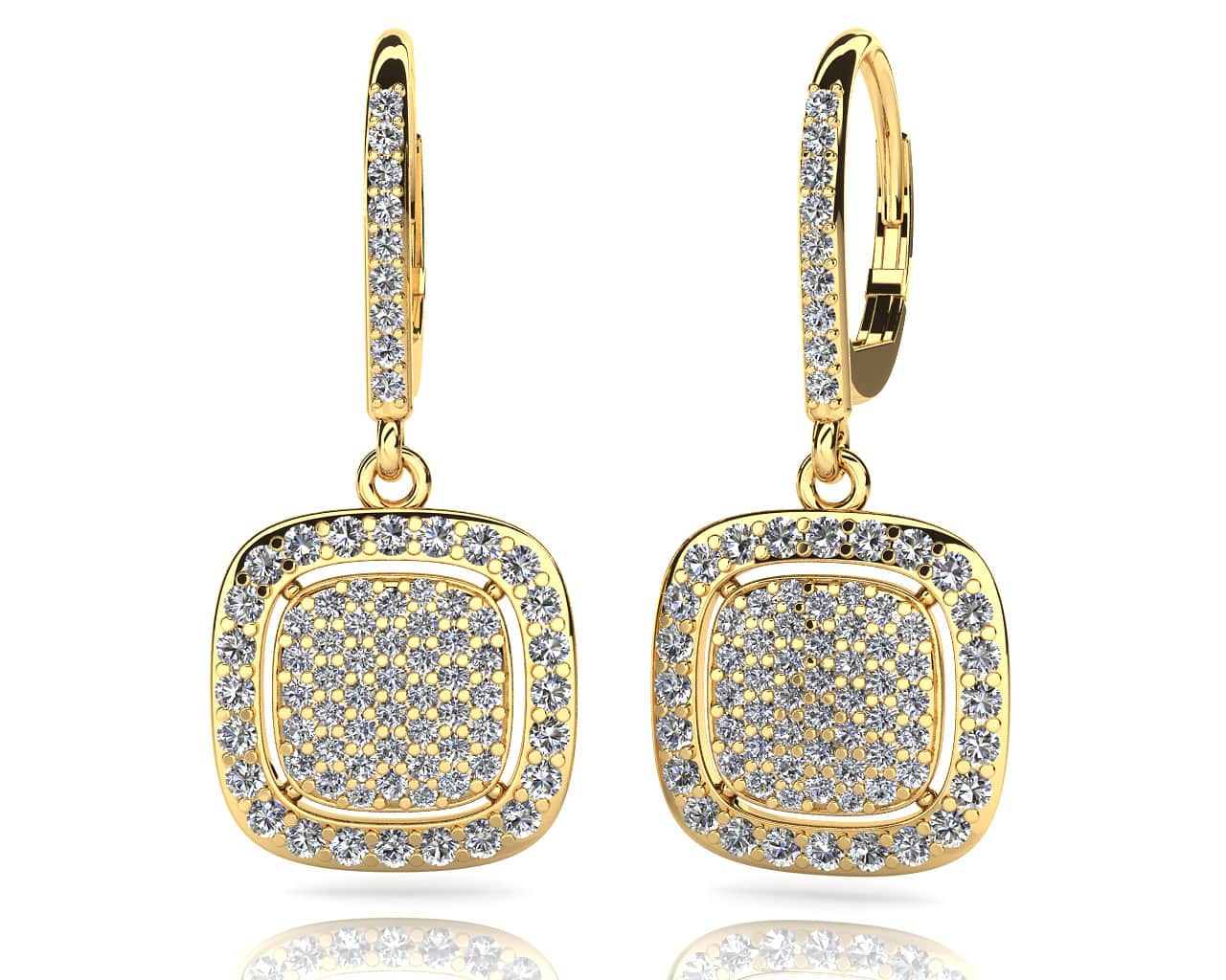 Diamond Lined Cluster Diamond Earrings with 1.45 ct.(finished) 1.0mm, 1.2mm, 1.5mm - Image 2