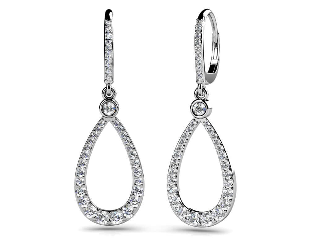 Diamond Lined Designer Teardrop Earring Lab-Grown Diamond with 1.22 ct.(finished)